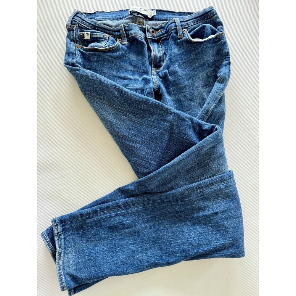 Abercrombie Girls Size 16 Cute Stretch Straight Jeans Medium Wash Denim